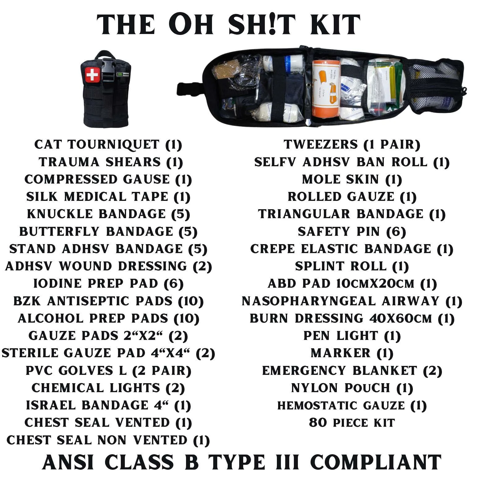 Contents of the Oh SH!T KIT breakdown