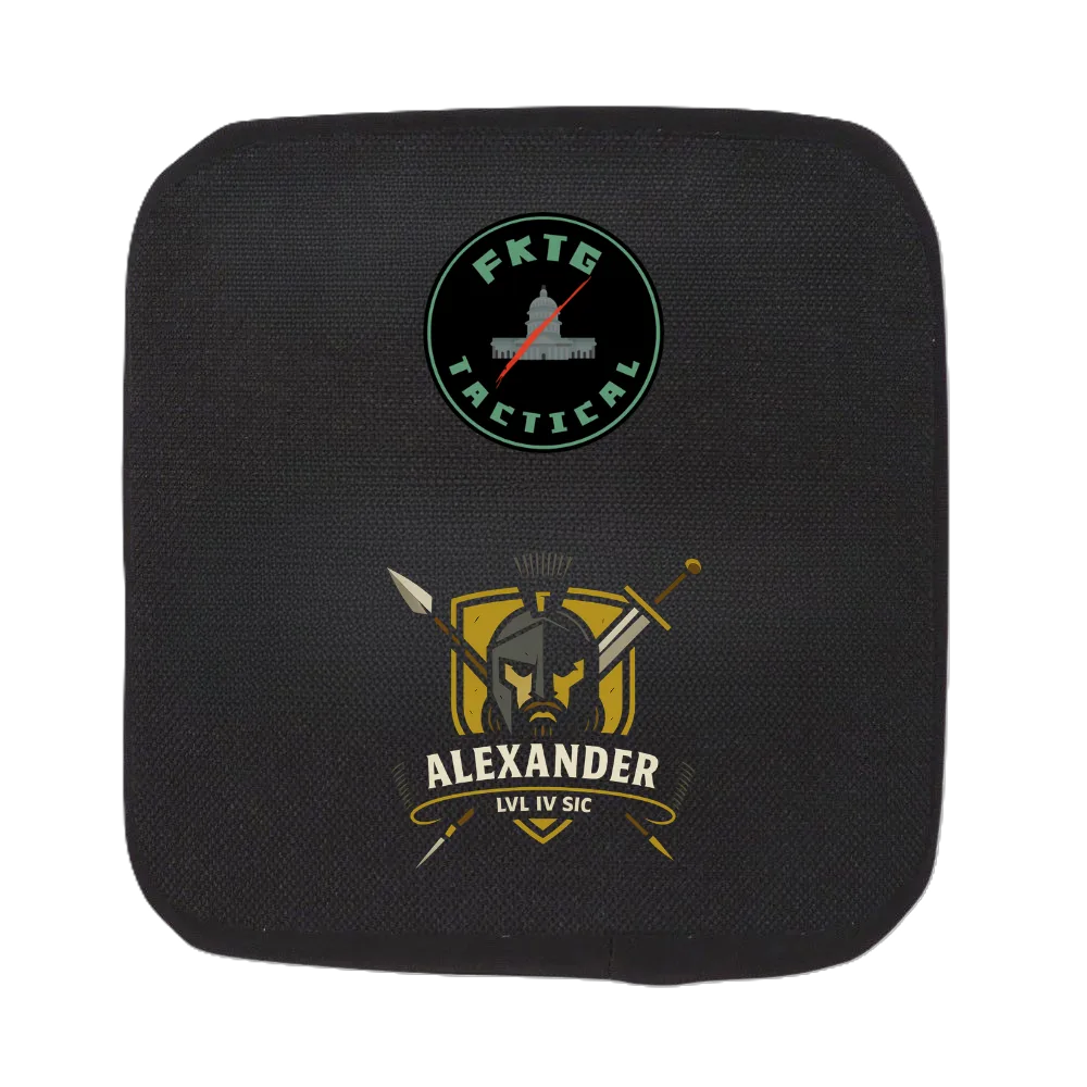 Alexander side plate 6x6 front with logo