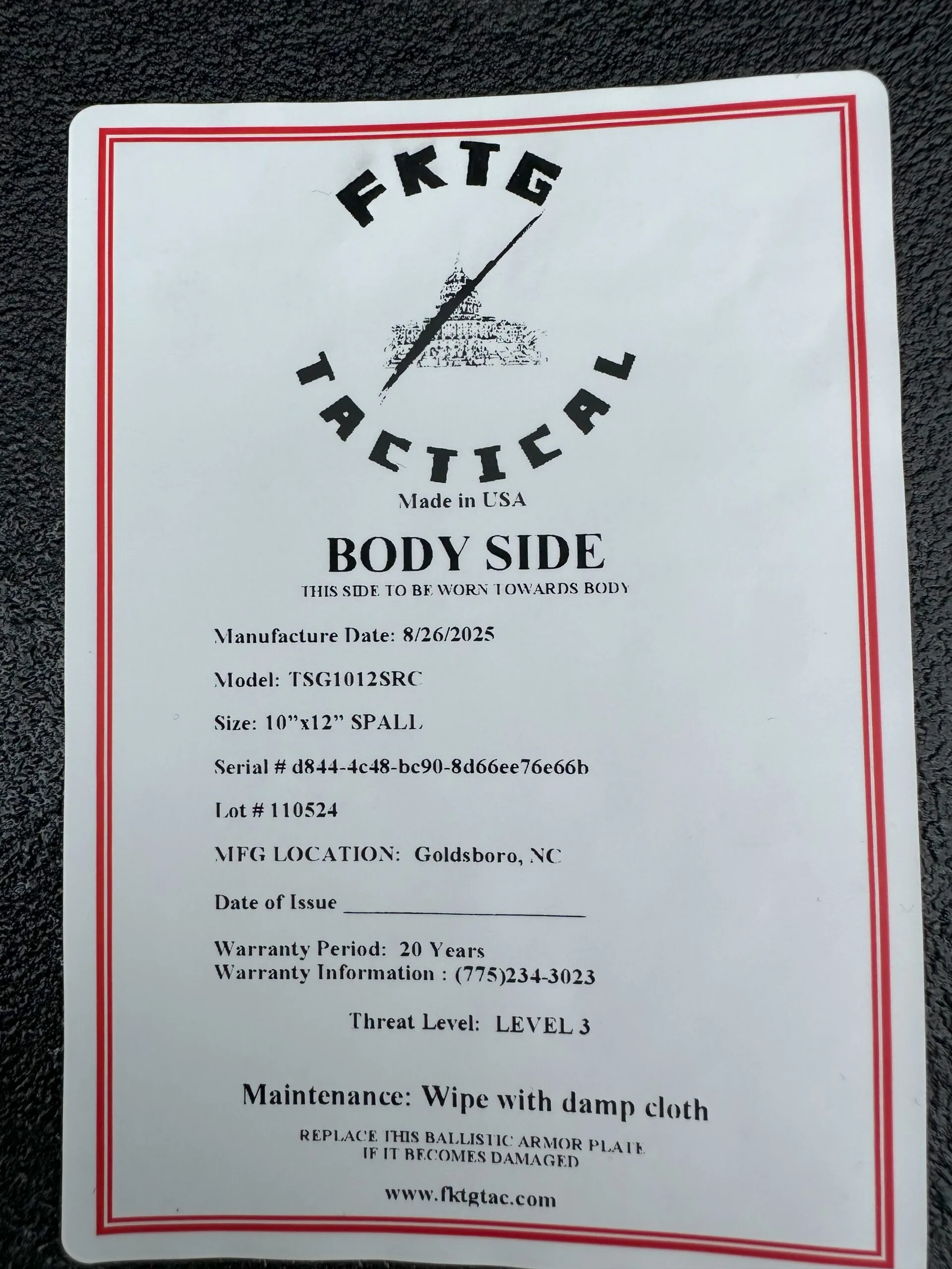 FKTG Tactical Bloodaxe AR500 LVL III Steel Armor - Image 3