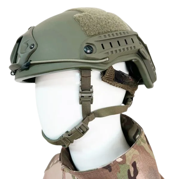 “Level IIIA UHMWPE Ballistic Helmet with NVG Shroud and Side Rails”