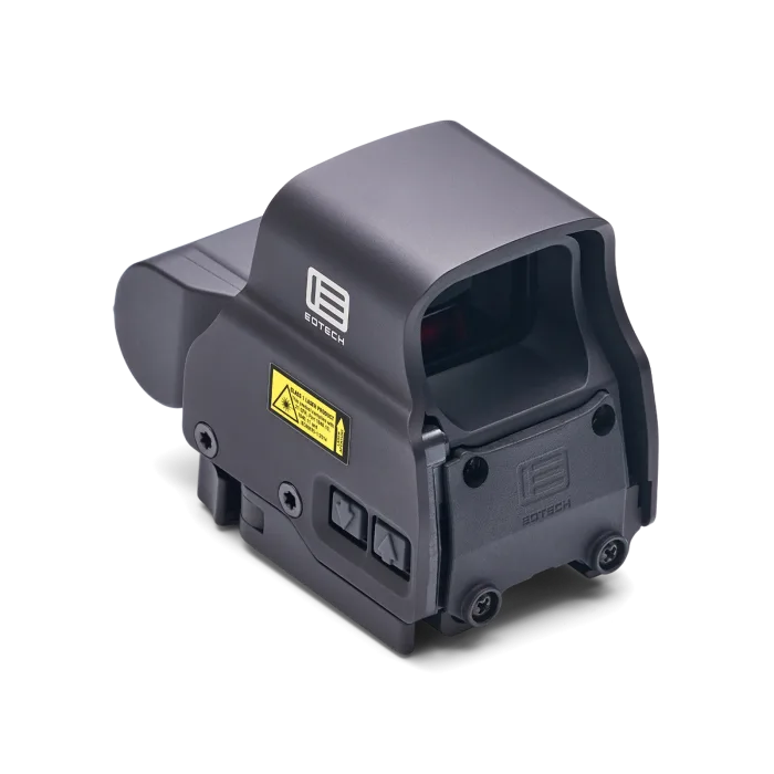 “EOTech EXPS2 Holographic Sights – Red and Green reticle variants side-by-side on AR-15 rails with lens windows illuminated.”