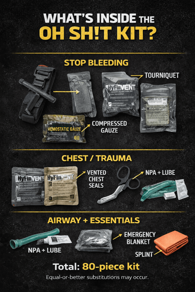 Contents of Oh Sh!t kit